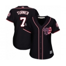 Women's Washington Nationals #7 Trea Turner Authentic Navy Blue Alternate 2 Cool Base 2019 World Series Bound Baseball Jersey