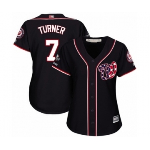 Women's Washington Nationals #7 Trea Turner Authentic Navy Blue Alternate 2 Cool Base 2019 World Series Champions Baseball Jersey