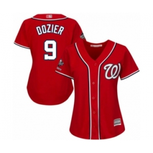 Women's Washington Nationals #9 Brian Dozier Authentic Red Alternate 1 Cool Base 2019 World Series Champions Baseball Jersey