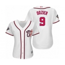 Women's Washington Nationals #9 Brian Dozier Authentic White Home Cool Base 2019 World Series Bound Baseball Jersey