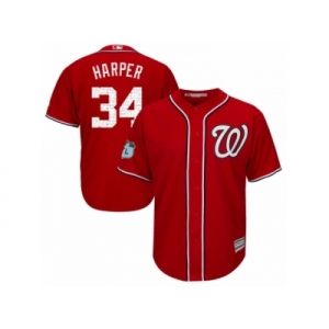 Youth Majestic Washington Nationals #34 Bryce Harper Authentic Scarlet 2017 Spring Training Cool Base MLB Jersey