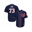 Youth Majestic Washington Nationals #73 Adam Lind Replica Navy Blue Alternate 2 Cool Base MLB Jersey