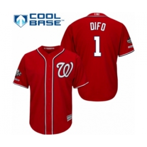 Youth Washington Nationals #1 Wilmer Difo Authentic Red Alternate 1 Cool Base 2019 World Series Champions Baseball Jersey