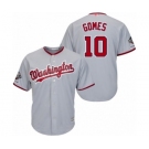 Youth Washington Nationals #10 Yan Gomes Authentic Grey Road Cool Base 2019 World Series Champions Baseball Jersey