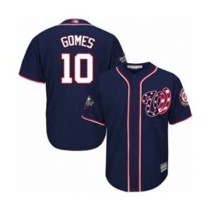 Youth Washington Nationals #10 Yan Gomes Authentic Navy Blue Alternate 2 Cool Base 2019 World Series Bound Baseball Jersey
