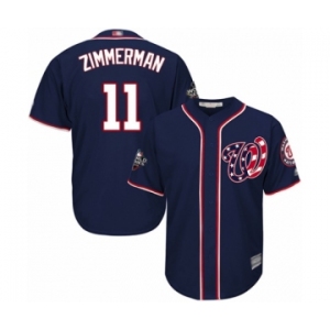 Youth Washington Nationals #11 Ryan Zimmerman Authentic Navy Blue Alternate 2 Cool Base 2019 World Series Bound Baseball Jersey