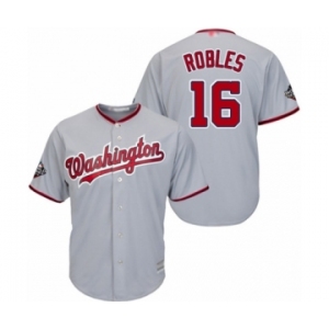 Youth Washington Nationals #16 Victor Robles Authentic Grey Road Cool Base 2019 World Series Bound Baseball Jersey
