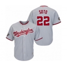 Youth Washington Nationals #22 Juan Soto Authentic Grey Road Cool Base 2019 World Series Bound Baseball Jersey