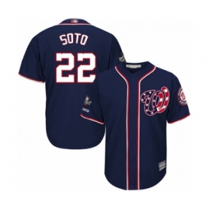 Youth Washington Nationals #22 Juan Soto Authentic Navy Blue Alternate 2 Cool Base 2019 World Series Champions Baseball Jersey