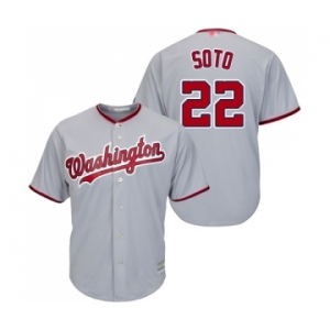 Youth Washington Nationals #22 Juan Soto Replica Grey Road Cool Base Baseball Jersey