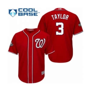 Youth Washington Nationals #3 Michael Taylor Authentic Red Alternate 1 Cool Base 2019 World Series Bound Baseball Jersey