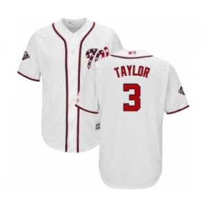 Youth Washington Nationals #3 Michael Taylor Authentic White Home Cool Base 2019 World Series Bound Baseball Jersey