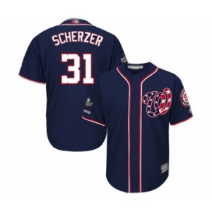 Youth Washington Nationals #31 Max Scherzer Authentic Navy Blue Alternate 2 Cool Base 2019 World Series Champions Baseball Jersey