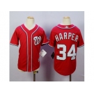 Youth Washington Nationals #34 Bryce Harper Red Cool Base Stitched MLB Jersey