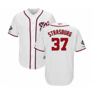 Youth Washington Nationals #37 Stephen Strasburg Authentic White Home Cool Base 2019 World Series Champions Baseball Jersey