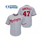 Youth Washington Nationals #47 Gio Gonzalez Grey Cool Base Stitched MLB Jersey