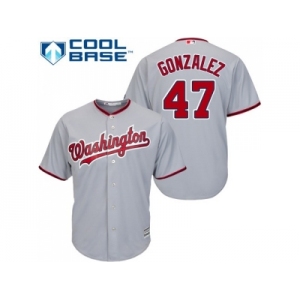 Youth Washington Nationals #47 Gio Gonzalez Grey Cool Base Stitched MLB Jersey