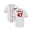 Youth Washington Nationals #47 Gio Gonzalez White Cool Base Stitched MLB Jersey