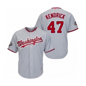 Youth Washington Nationals #47 Howie Kendrick Authentic Grey Road Cool Base 2019 World Series Champions Baseball Jersey