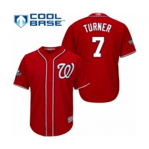 Youth Washington Nationals #7 Trea Turner Authentic Red Alternate 1 Cool Base 2019 World Series Bound Baseball Jersey