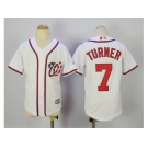 Youth Washington Nationals #7 Trea Turner White New Cool Base Jersey