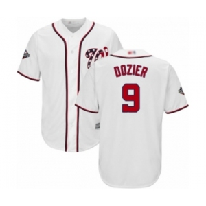 Youth Washington Nationals #9 Brian Dozier Authentic White Home Cool Base 2019 World Series Bound Baseball Jersey
