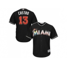 Youth Miami Marlins #13 Starlin Castro Black Cool Base Stitched MLB Jersey