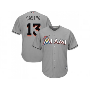 Youth Miami Marlins #13 Starlin Castro Grey Cool Base Stitched MLB Jersey
