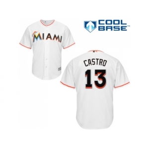 Youth Miami Marlins #13 Starlin Castro White Cool Base Stitched MLB Jersey