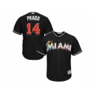 Youth Miami Marlins #14 Martin Prado Black Cool Base Stitched MLB Jersey