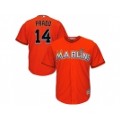 Youth Miami Marlins #14 Martin Prado Orange Cool Base Stitched MLB Jersey