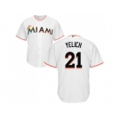 Youth Miami Marlins #21 Christian Yelich White Cool Base Stitched MLB Jersey