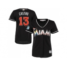 Women Miami Marlins #13 Starlin Castro Black Alternate Stitched MLB Jersey