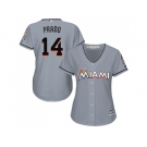 Women Miami Marlins #14 Martin Prado Grey Road Stitched MLB Jersey