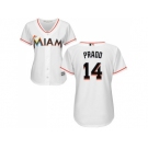 Women Miami Marlins #14 Martin Prado White Home Stitched MLB Jersey