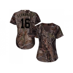 Women Miami Marlins #16 Jose Fernandez Camo Realtree Collection Cool Base Stitched MLB Jerse