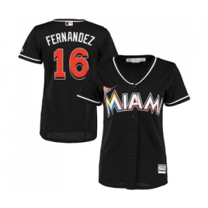 Women Miami Marlins #16 Jose Fernandez Majestic Black Cool Base Player Jersey