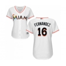 Women Miami Marlins #16 Jose Fernandez Majestic White Cool Base Player Jersey