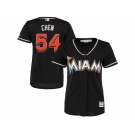 Women Miami Marlins #54 Wei-Yin Chen Black Alternate Stitched MLB Jersey