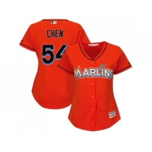 Women Miami Marlins #54 Wei-Yin Chen Orange Alternate Stitched MLB Jersey