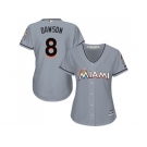 Women Miami Marlins #8 Andre Dawson Grey Road Stitched MLB Jersey