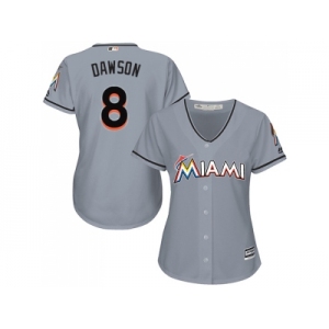 Women Miami Marlins #8 Andre Dawson Grey Road Stitched MLB Jersey