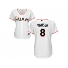 Women Miami Marlins #8 Andre Dawson White Home Stitched MLB Jersey