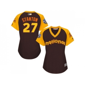 Women's Majestic Miami Marlins #27 Giancarlo Stanton Authentic Green 2016 All-Star National League BP Cool BaseMLB Jersey