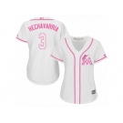 Women's Majestic Miami Marlins #3 Adeiny Hechavarria Authentic White Fashion Cool Base MLB Jersey