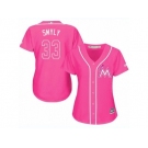 Women's Majestic Miami Marlins #33 Drew Smyly Replica Pink Fashion Cool Base MLB Jersey