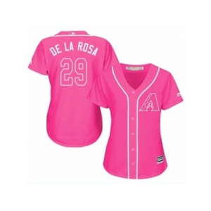 Women Majestic Arizona Diamondbacks #29 Jorge De La Rosa Replica Pink Fashion MLB Jersey