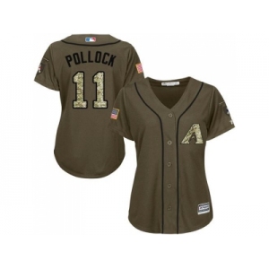 Women's Arizona Diamondbacks #11 A. J. Pollock Green Salute to Service Baseball Jersey