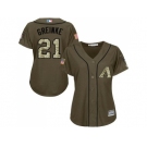 Women's Arizona Diamondbacks #21 Zack Greinke Green Salute to Service Baseball Jersey