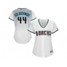 Women's Arizona Diamondbacks #44 Paul Goldschmidt Majestic White Aqua Home Cool Base Player Jersey